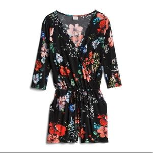 Kaleigh knit floral wrap romper